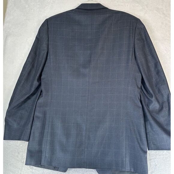 Canali Blazer Mens Eu 50 Us 40 Silk Wool Plaid Navy 3 Button Sports Coat Italy - Picture 5 of 14
